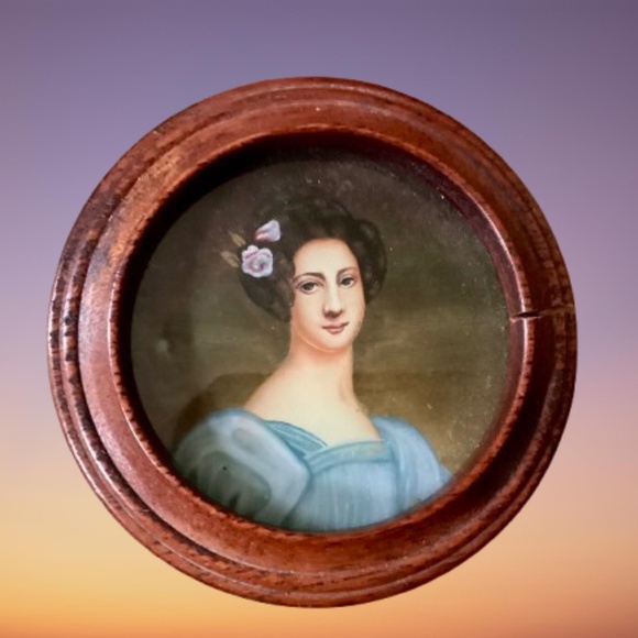 Antique miniature portrait casket box